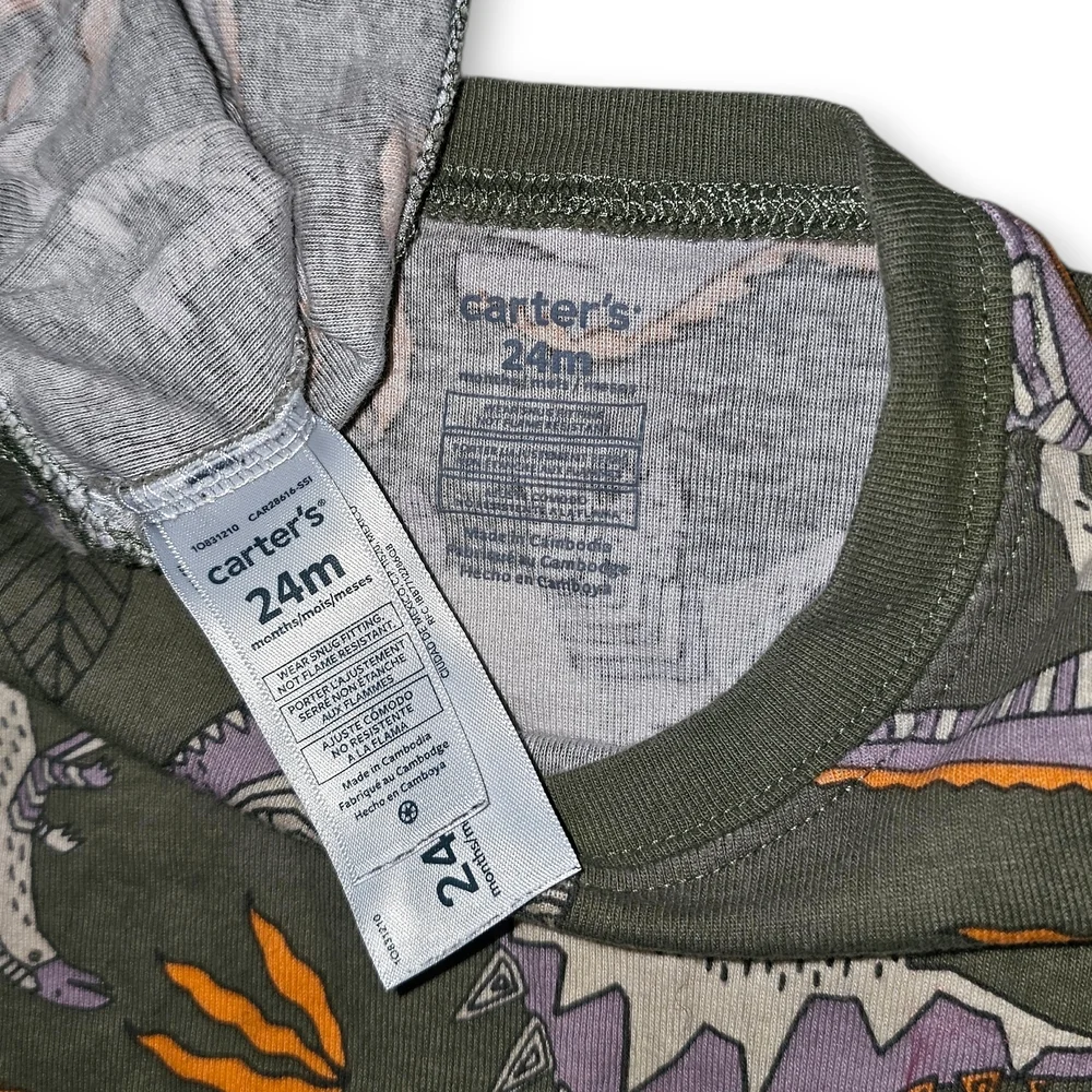 Carter's Dinosaur Print‎ Pajama Set - Green and Orange
